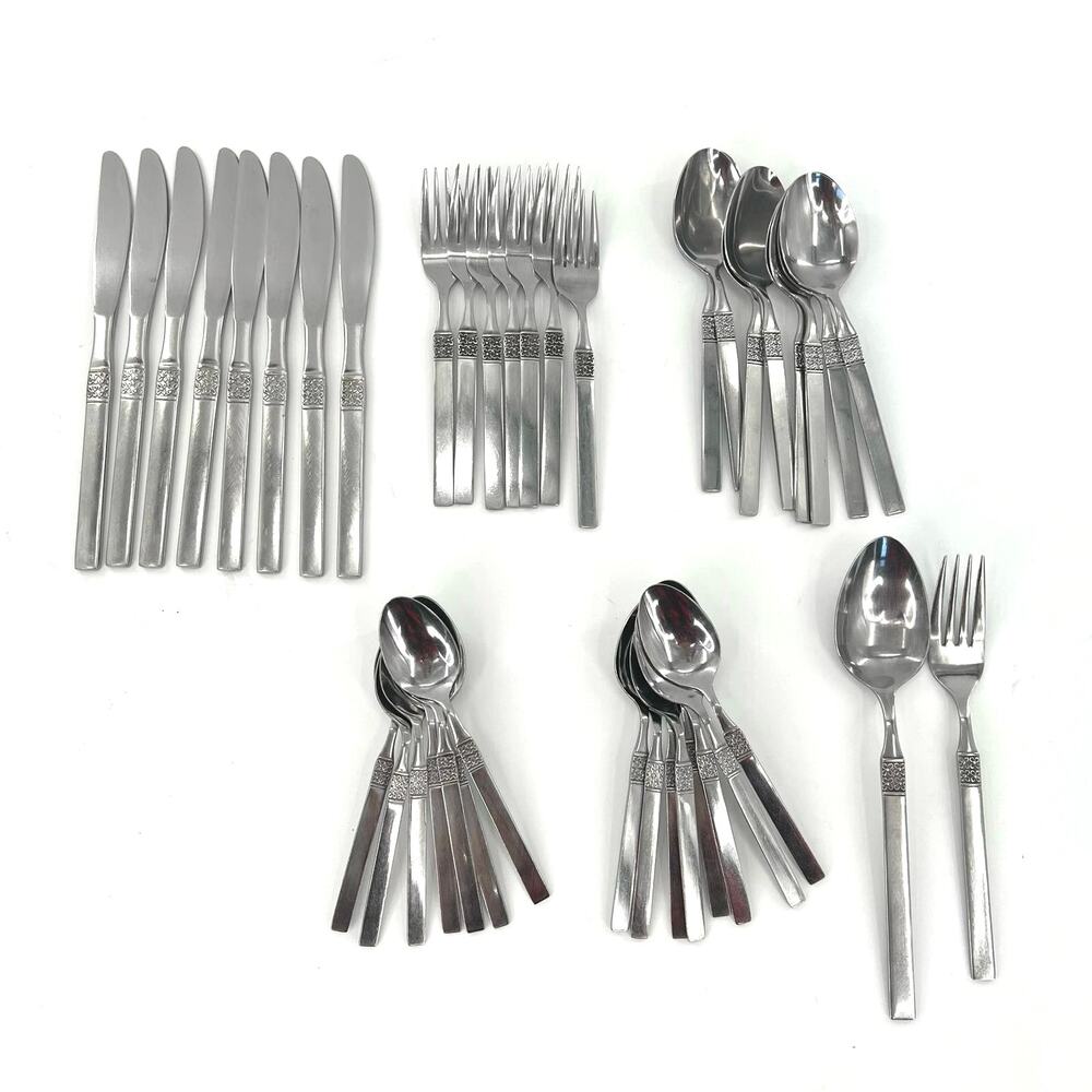 Japan Northland Staintess flatware set Danish Fling floral pattern
